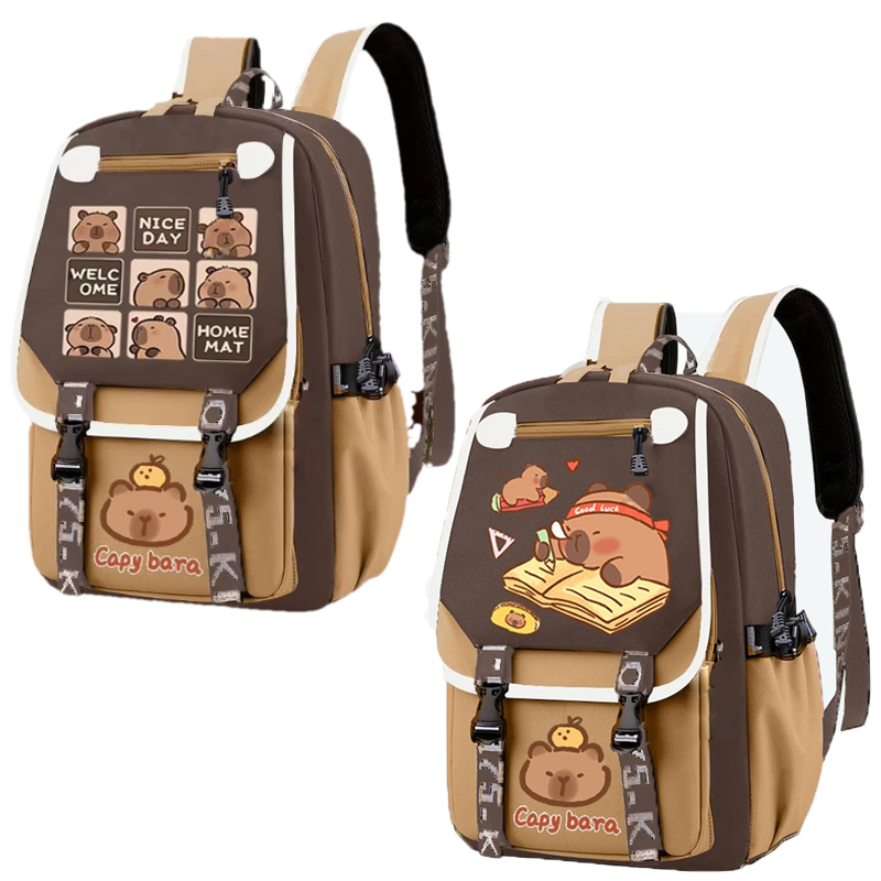 Kawaii Capybara élégant kaki e - School Backpack Teen avis et prix