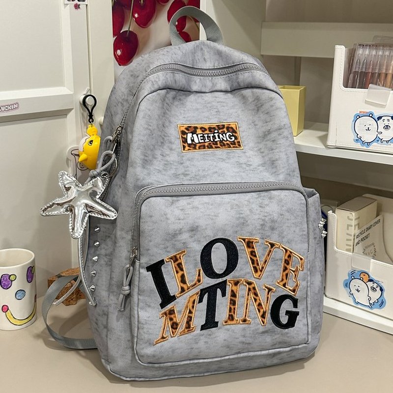 Sac à dos gris Y2K pour femmes - School Backpack Teen avis et prix