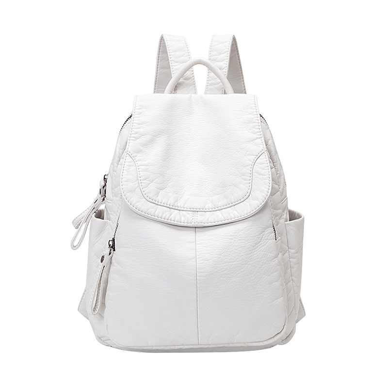 Sac à dos en cuir lavé blanc p - Fashion Backpack Women avis et prix